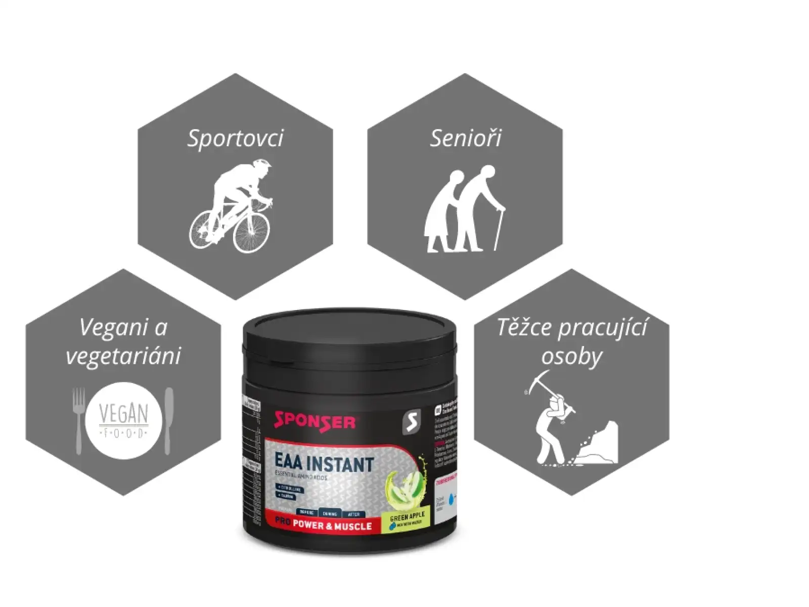 Sponser EAA Instant 300 g Aminokwasy w proszku Green Apple
