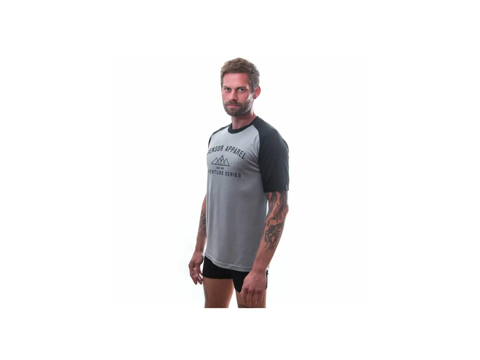 Sensor Merino Active Pt Adventure męska koszulka krótki rękaw szary/czarny