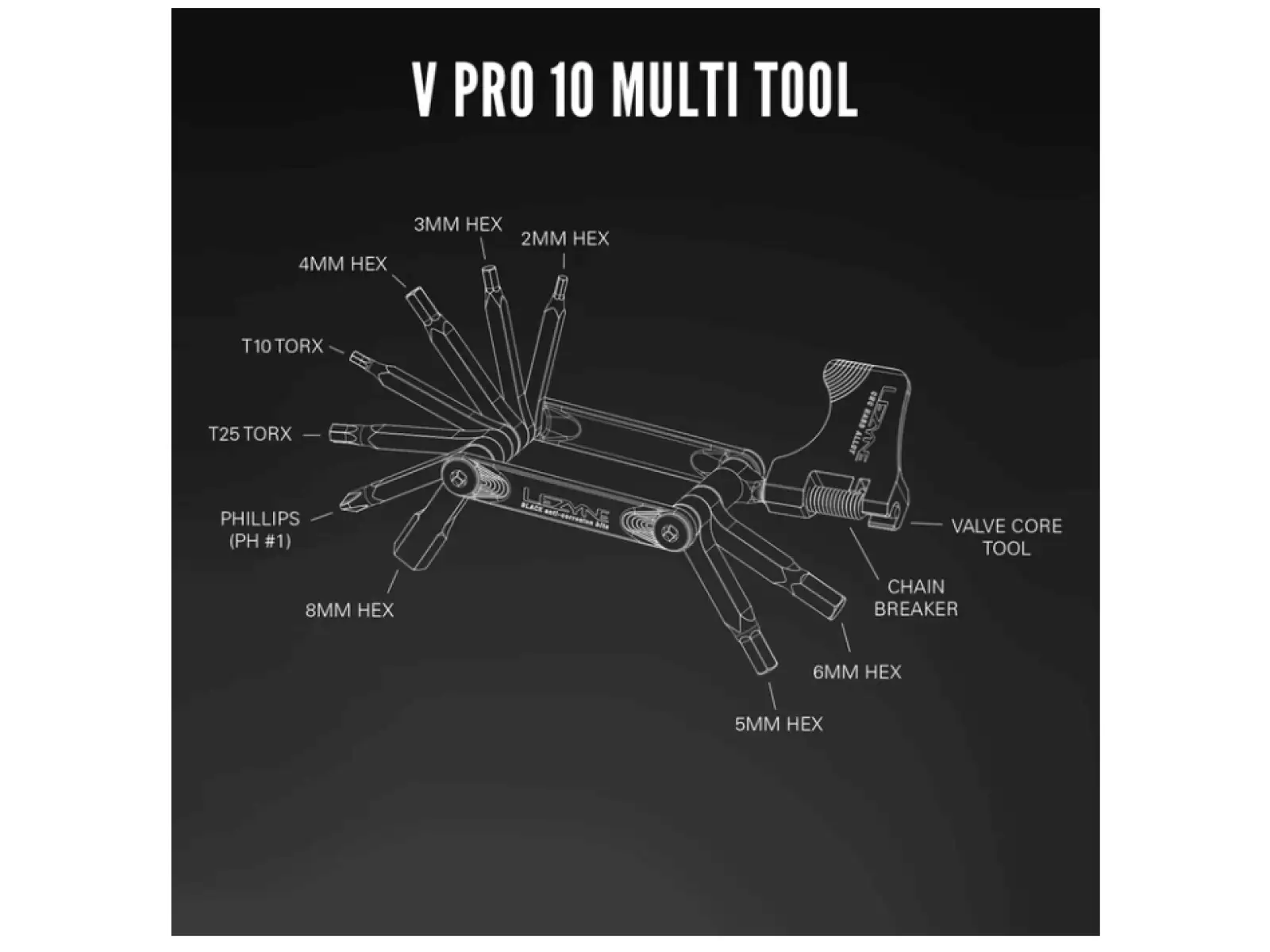 Lezyne V Pro multitool 10 funkcji czarna