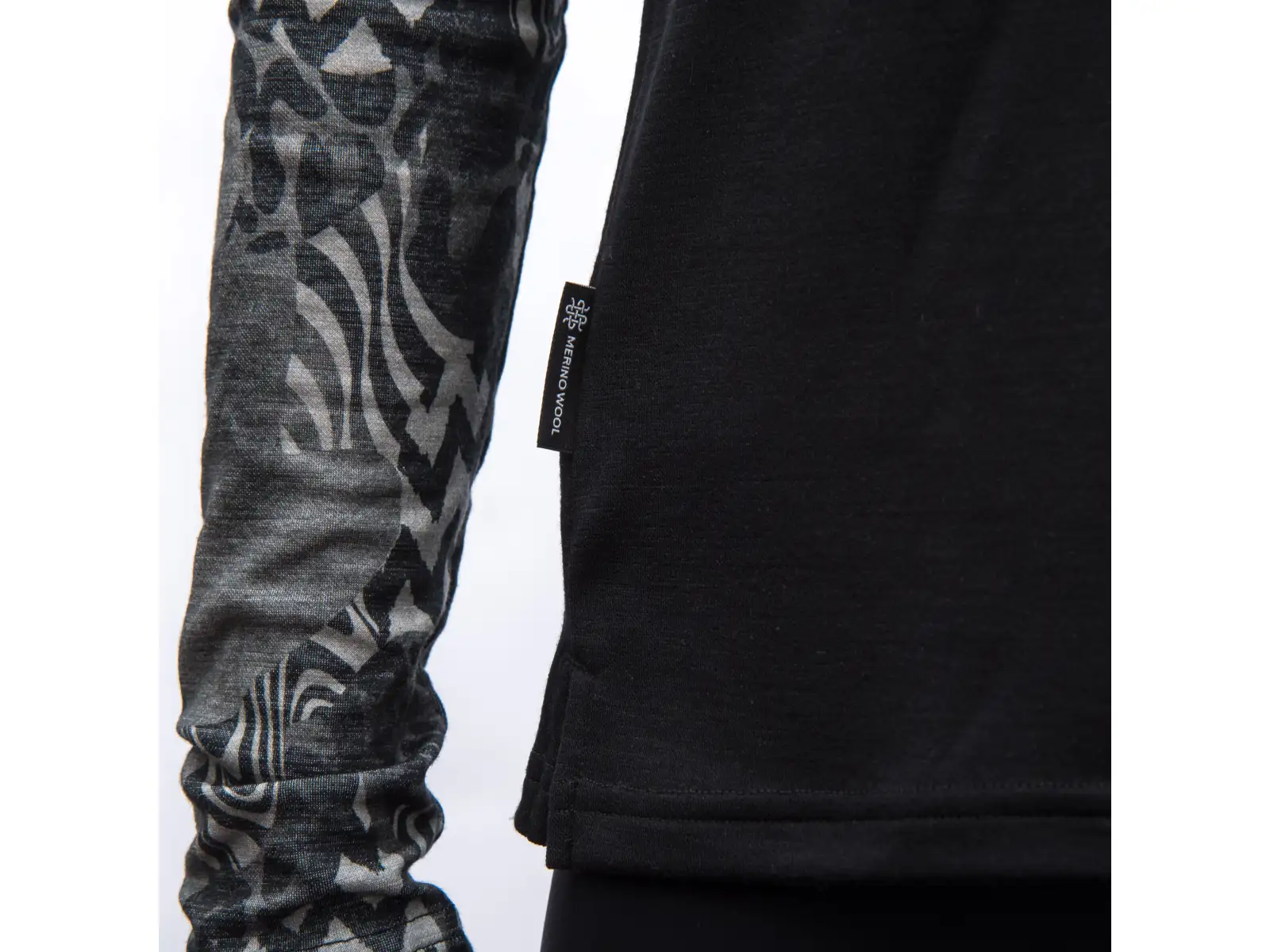 Sensor Merino Blend Impress damska koszulka długi rękaw czarna/zebra
