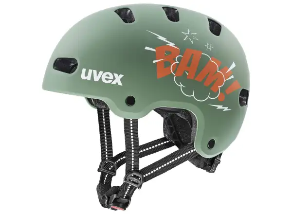 Uvex Kid 4 Style kask dziecięcy Bam Moss Green/Papaya Matt