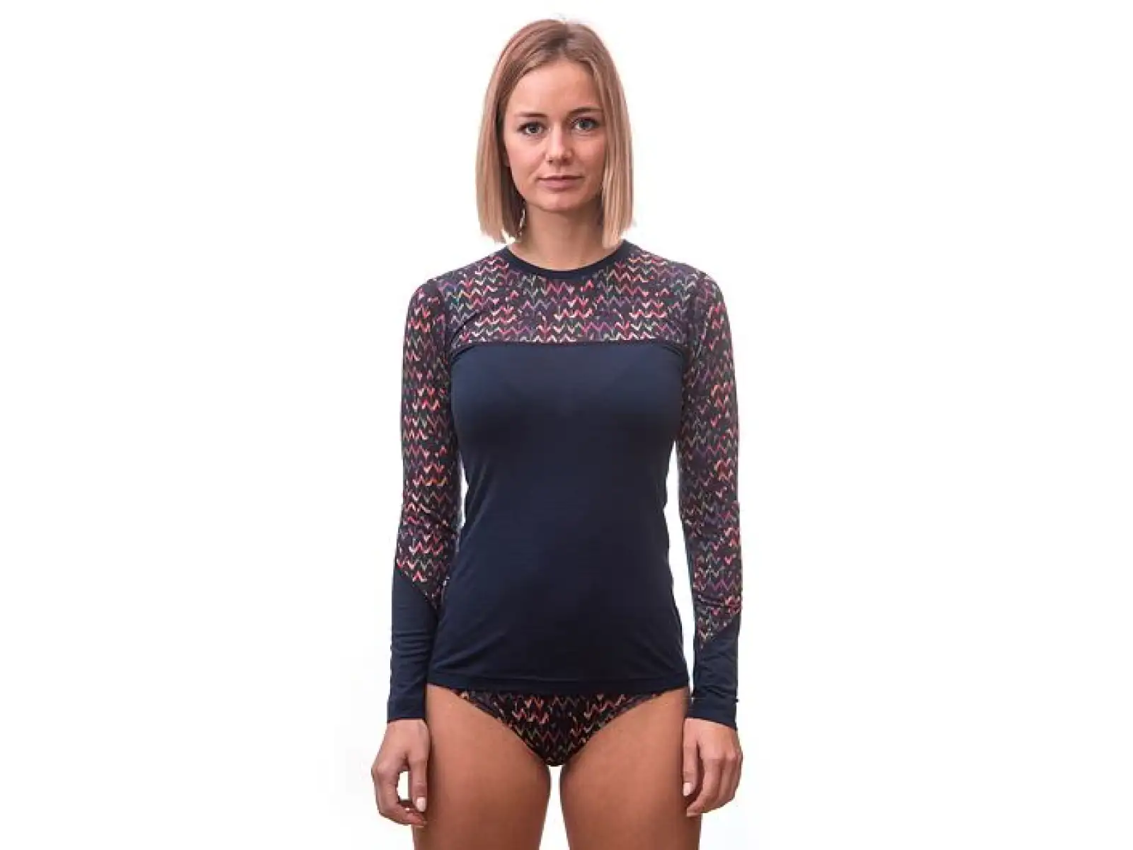 Sensor Merino Impress damska koszulka długi rękaw Deep Blue/Origami