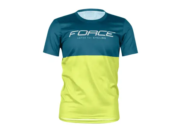 Force Kid MTB Cherry dziecięca koszulka krótki rękaw niebieska/limonkowa