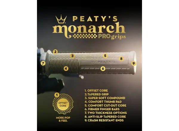Peatys Monarch Pro Knurl Thin chwyty Black