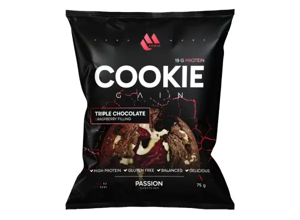 Passion MPower Cookie Gain 75g Trzy rodzaje czekolady nadzienie malinowe