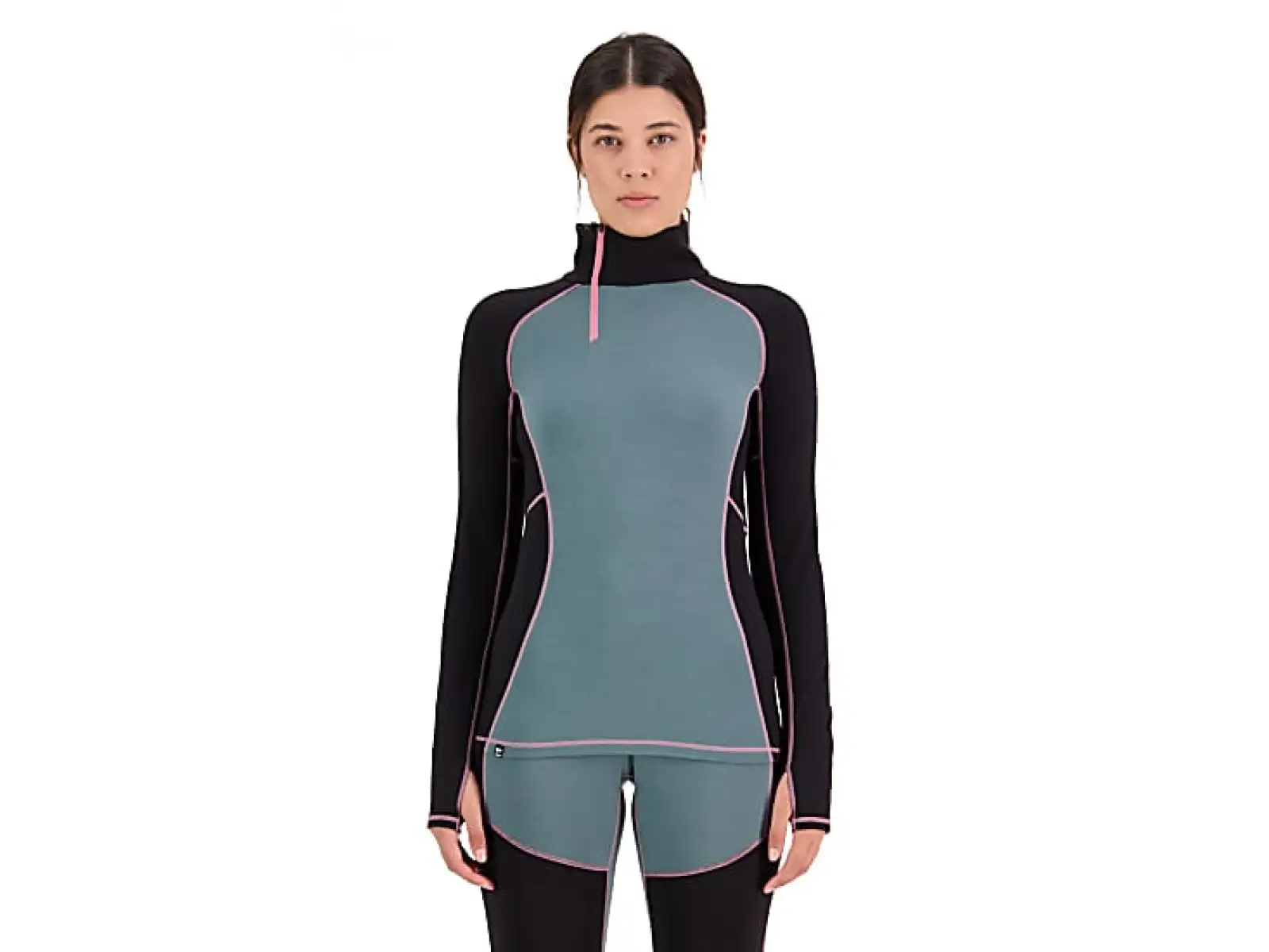 Mons Royale Olympus Half Zip WMNS damska koszulka dlugi rekaw burnt sage/czarna