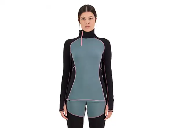 Mons Royale Olympus Half Zip WMNS damska koszulka dlugi rekaw burnt sage/czarna