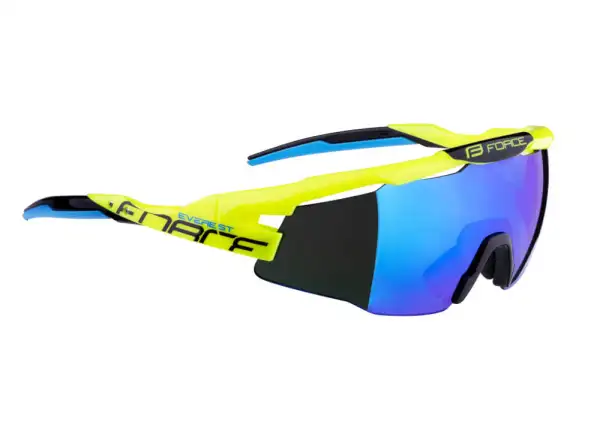 Force Everest okulary rowerowe fluo/niebieskie lustrzane szkła