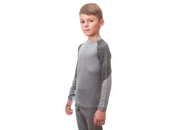 Sensor Merino Impress Set dziecięca koszulka długi rękaw + spodnie szary/Maori