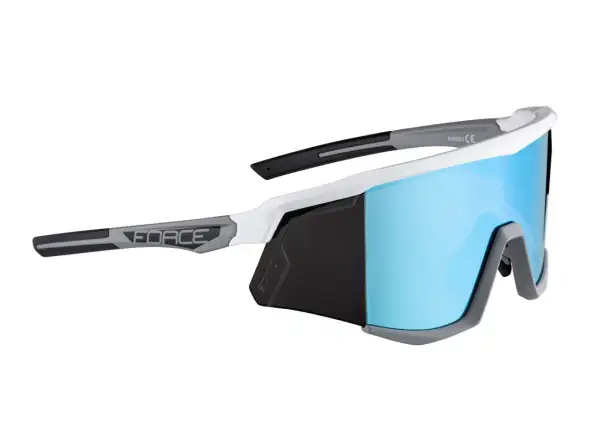 Force Sonic okulary rowerowe biała/szara, niebieskie lustrzane szkła