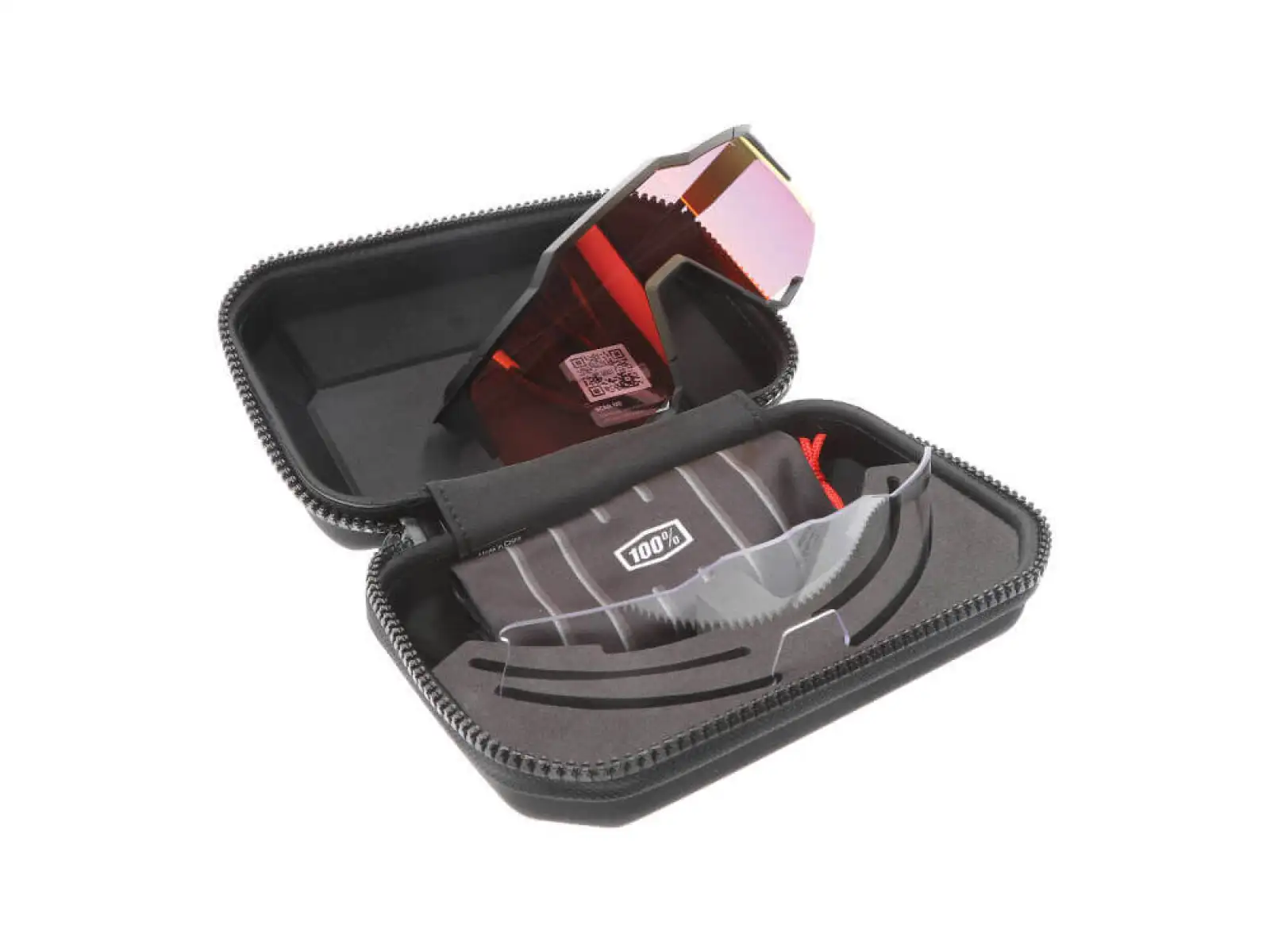 100% Performance Speedcraft okulary rowerowe Soft Tact Black/HIPER Red Multilay