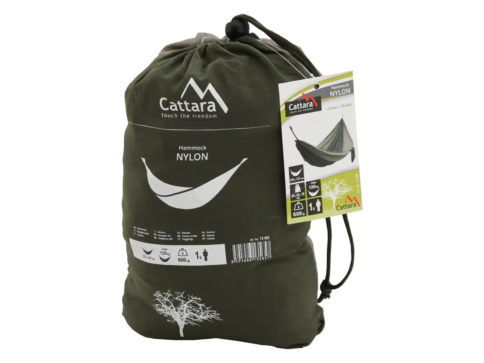 Cattara hamak nylon zielono-brązowa