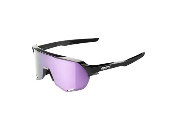 100% S2 okulary przeciwsłoneczne Polished Black/HiPER Polarized Lavender Mirror