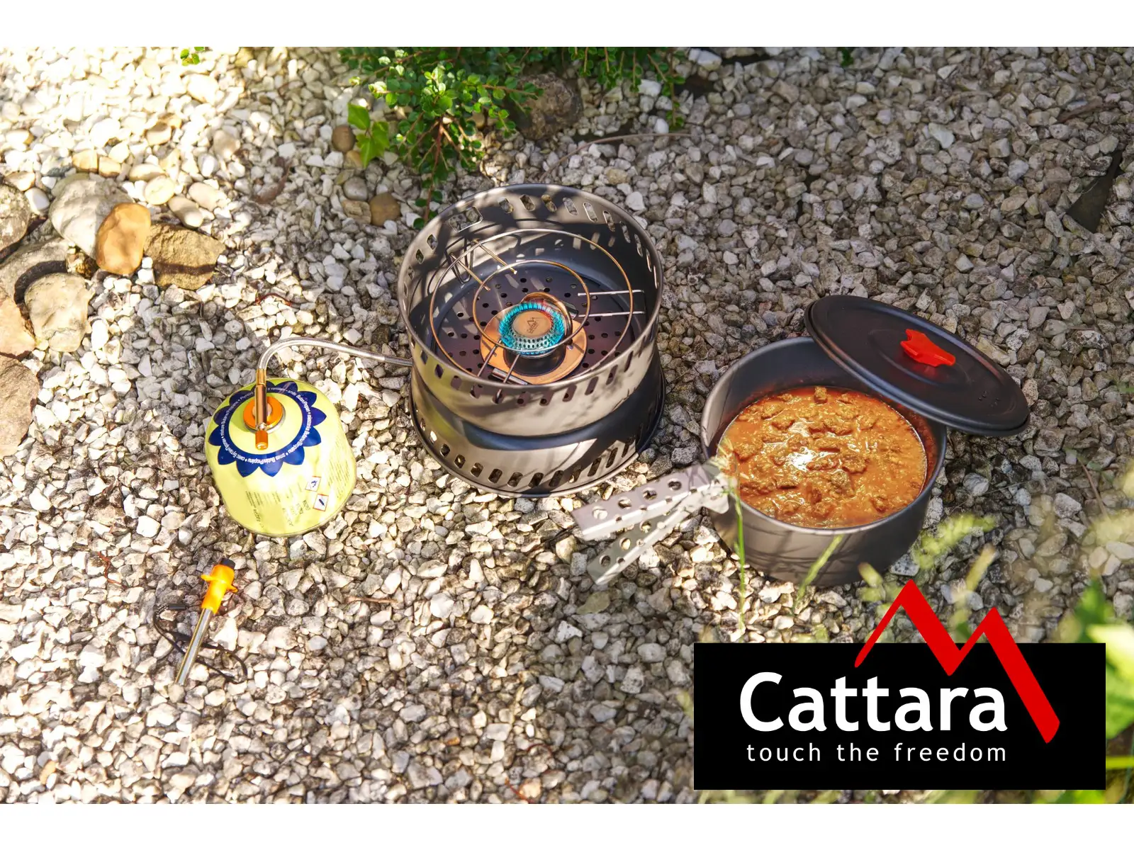 Cattara Trek zestaw naczyń z kuchenką i akcesoriami 9 sztuk