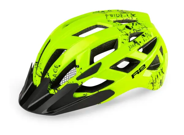R2 Lumen Junior dziecięcy kask neon żółty/ czarny błyszczący