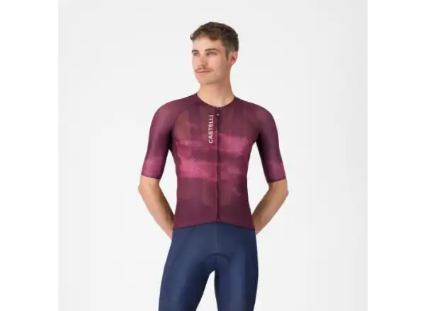 Castelli Climber's A/C męska koszulka kolarska krótki rękaw Deep Bordeaux/White