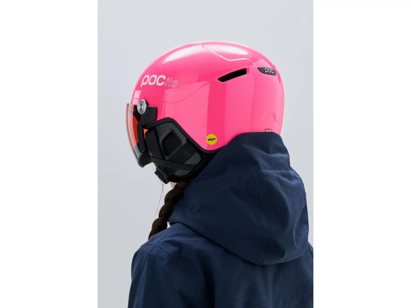 POC POCito Obex Visor dziecięcy kask narciarski Fluorescent Pink