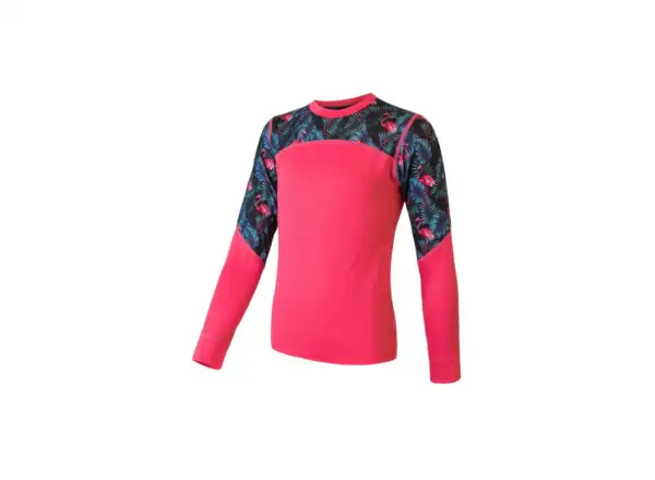 Sensor Merino Impress Set dziecięca koszulka z długim rękawem + spodnie Magenta/Floral