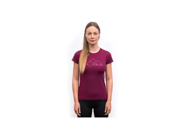 Sensor Coolmax Geo Mountains damski t-shirt krótki rękaw Lilla