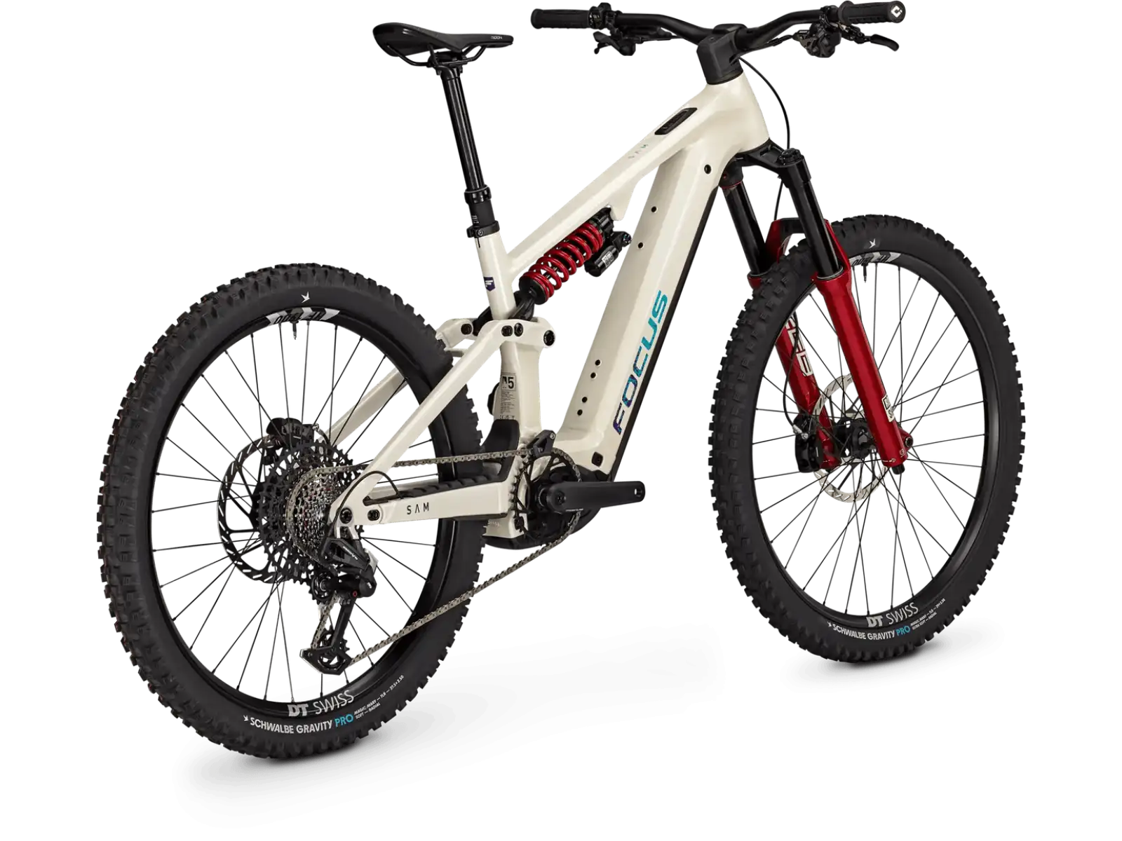 Focus SAM 9 600Wh w pełni amortyzowany rower elektryczny Champagne / Shellwhite