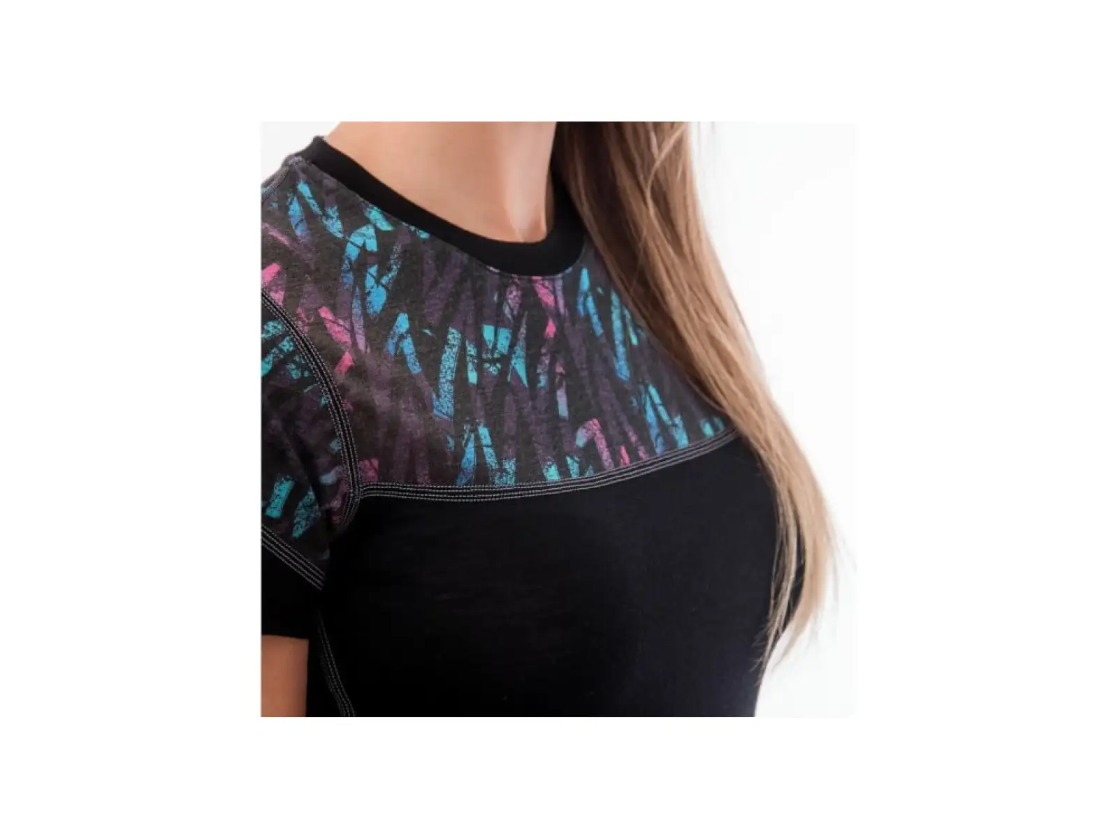 Sensor Merino Impress damska koszulka z krotkim rekawem czarna/Stripes