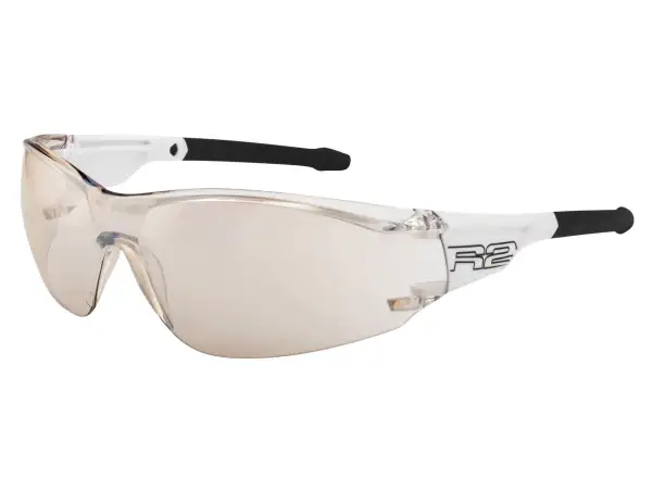 R2 Alligator 2 rowerowe okulary połysk biała/przezroczysta