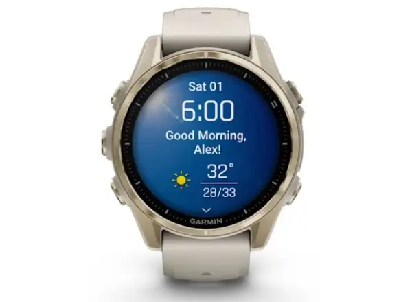 Garmin fenix 8 - 43 mm AMOLED Sapphire smartwatch Soft Gold Fog grey