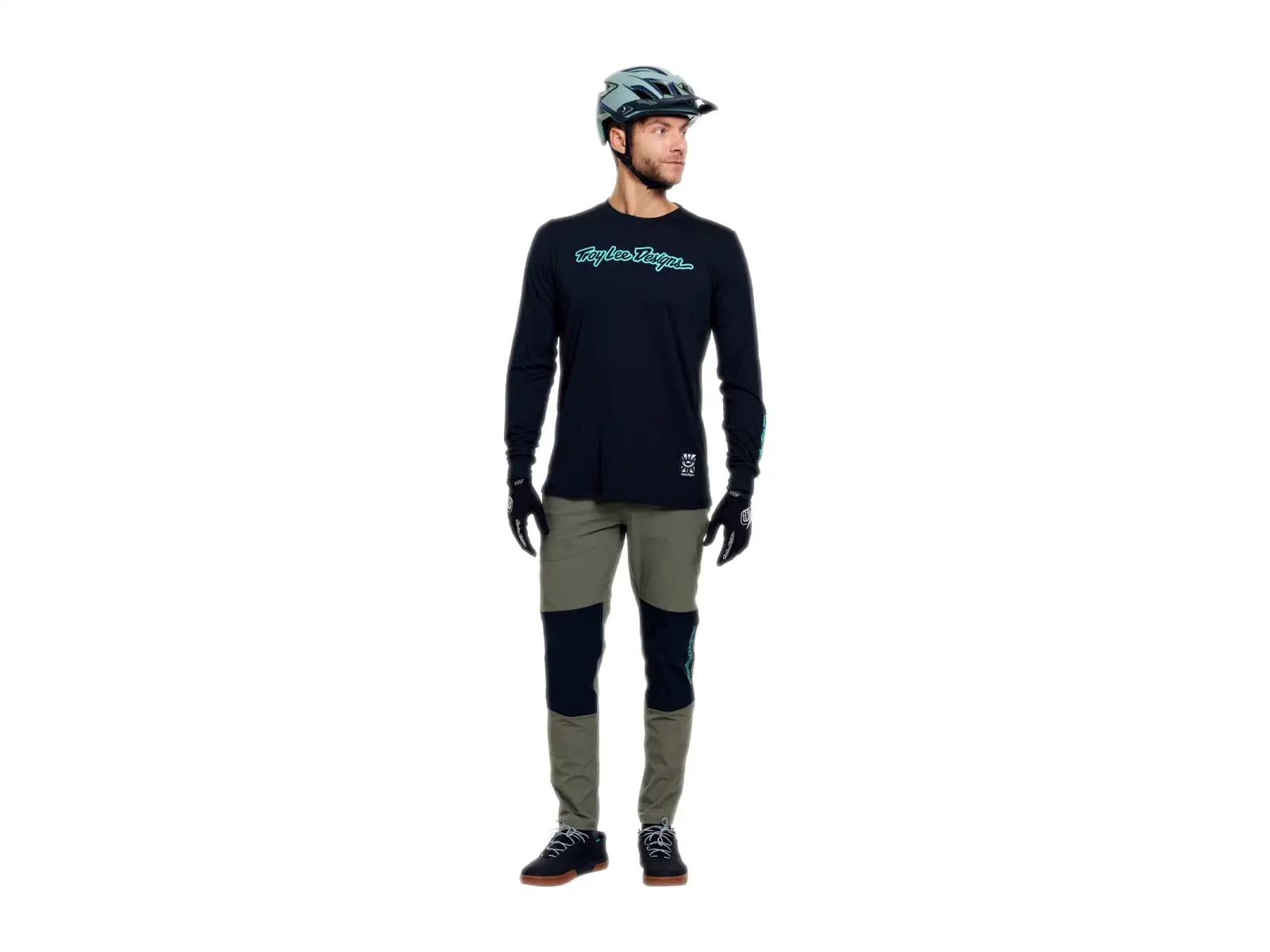 Troy Lee Designs Skyline Ride męska koszulka z długim rękawem Signature Black/Real Teal