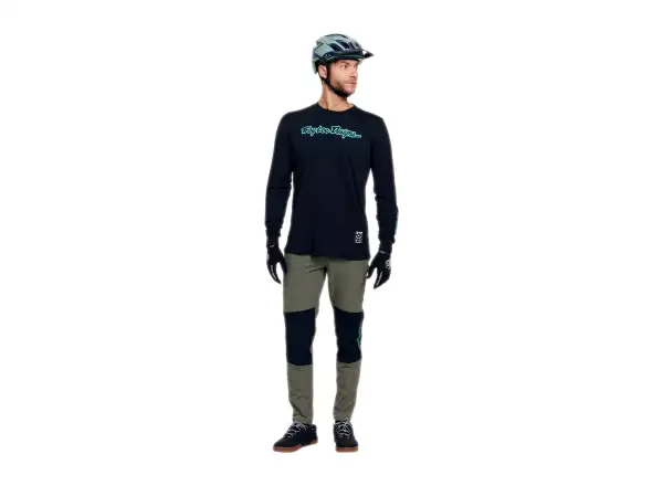 Troy Lee Designs Skyline Ride męska koszulka z długim rękawem Signature Black/Real Teal