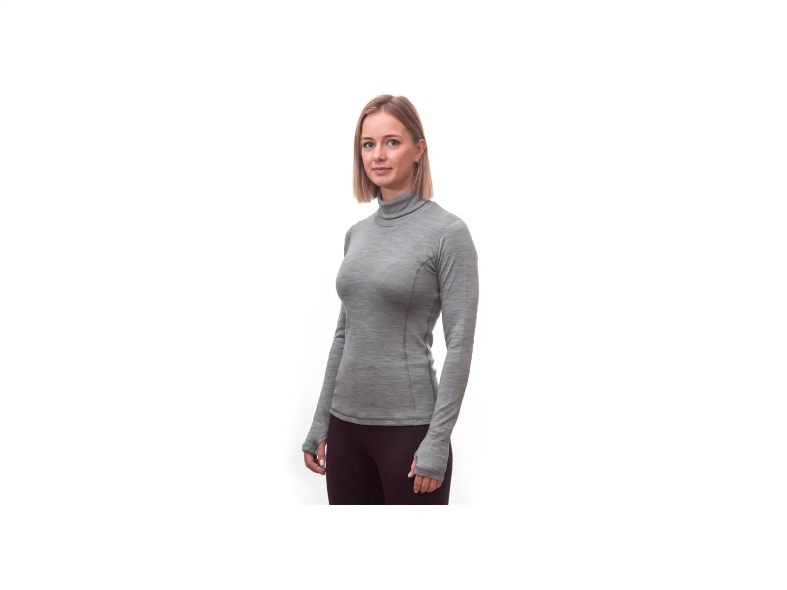 Sensor Merino Bold Roll Neck damskie koszulka długi rękaw Cool Gray
