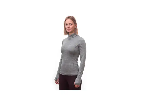 Sensor Merino Bold Roll Neck damskie koszulka długi rękaw Cool Gray