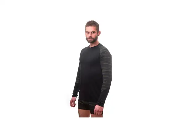 Sensor Merino Impress męska koszulka długi rękaw czarna/Batik