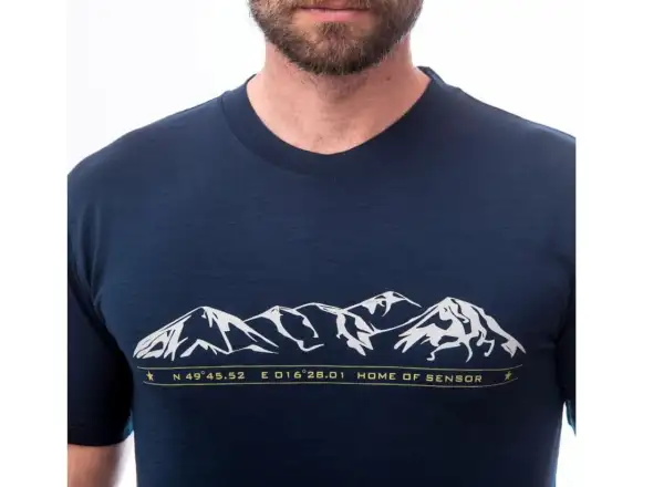 Sensor Merino Active PT Mountains męska koszulka z krótkim rękawem Deep Blue