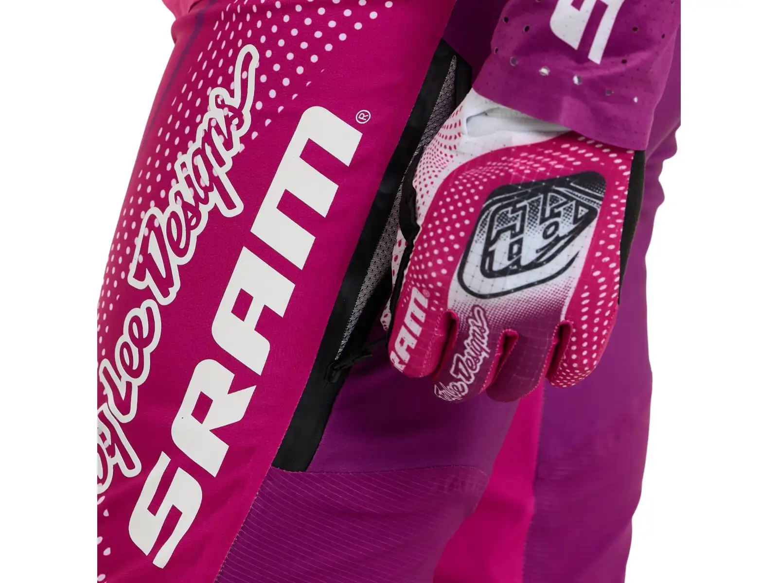 Troy Lee Designs x SRAM Sprint męskie spodnie Radioscape Fuchsia