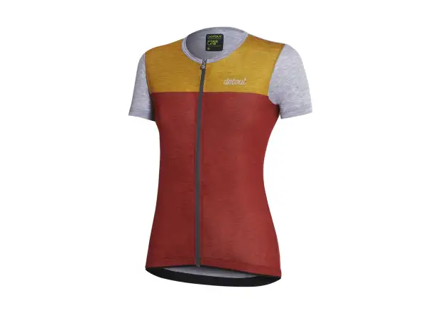 Dotout Glory damska koszulka krótki rękaw Dark Red/Melange Light Grey