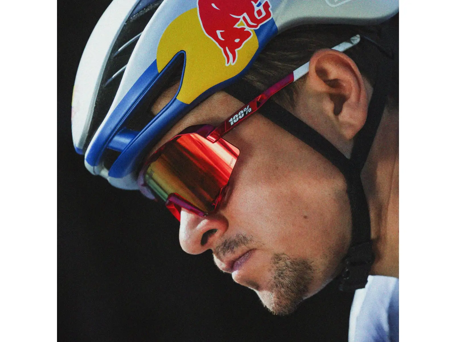 100% Slendale Pidcock Le okulary rowerowe Gloss Red Holographic HiPER Red Mirror Lens