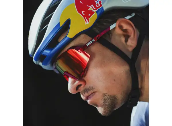 100% Slendale Pidcock Le okulary rowerowe Gloss Red Holographic HiPER Red Mirror Lens
