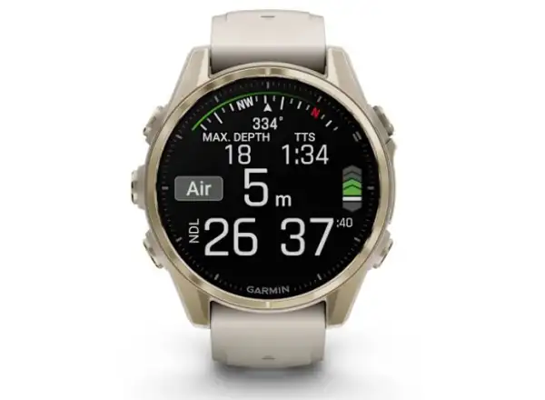 Garmin fenix 8 - 43 mm AMOLED Sapphire smartwatch Soft Gold Fog grey