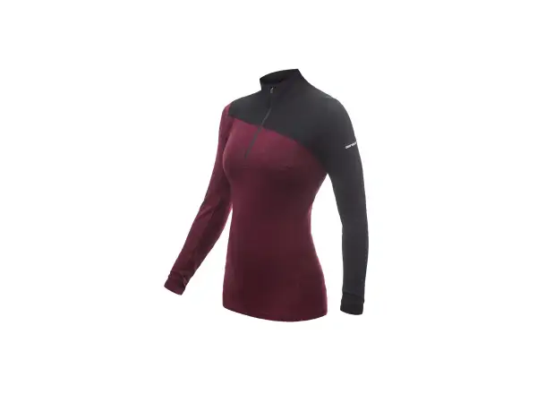 Sensor Merino Extreme damska koszulka dlugi rekaw czarna/Port Red