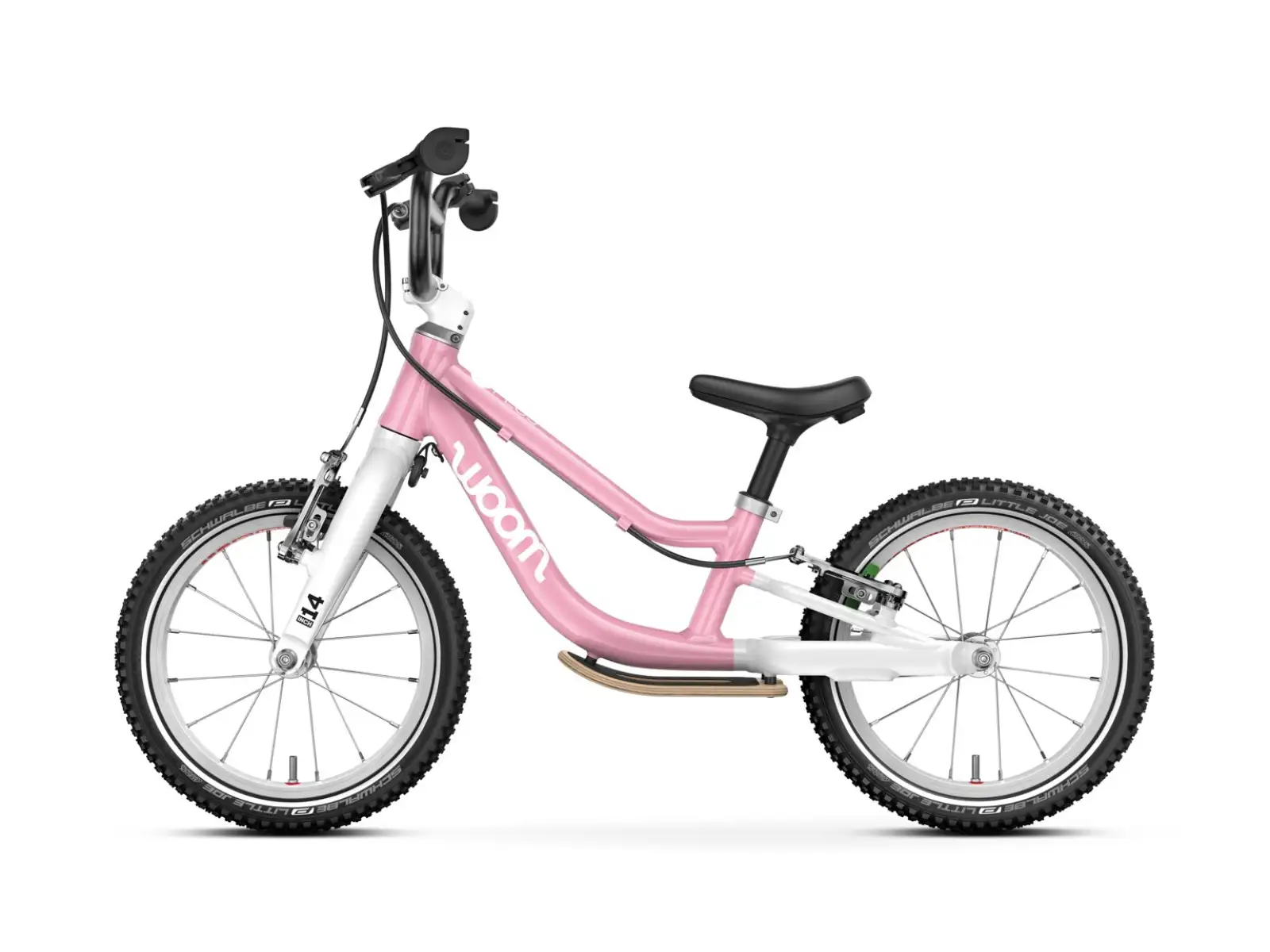 Woom GO 1 Plus dziecięcy rowerek biegowy 14" kolor Powder Pink