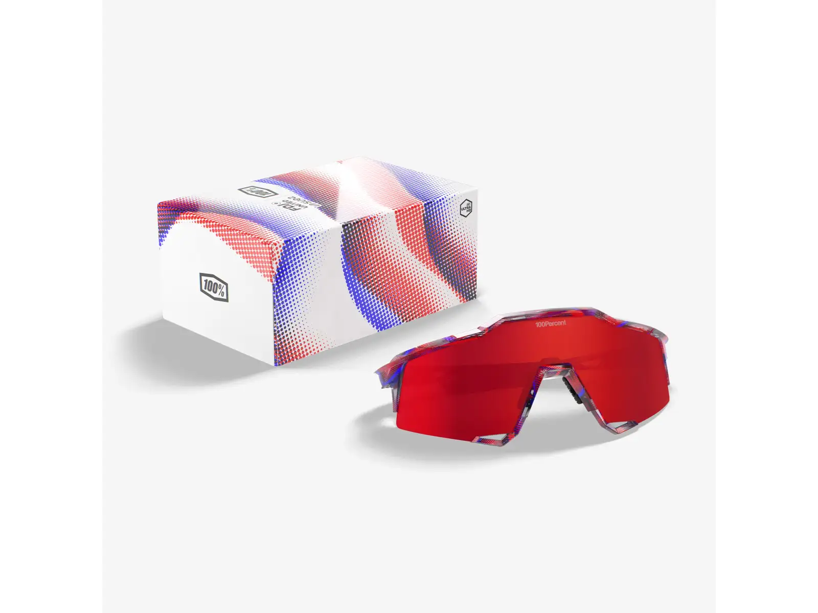 100% Speedcraft okulary FDJ Gloss Translucent Red/Blue/HiPER Fire Red Mirror Lens
