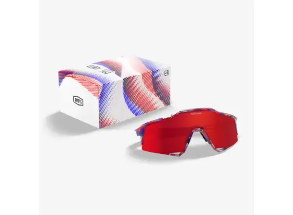 100% Speedcraft okulary FDJ Gloss Translucent Red/Blue/HiPER Fire Red Mirror Lens