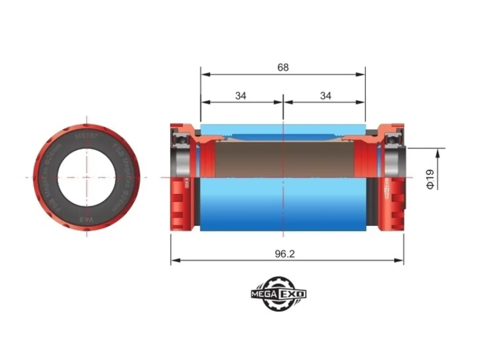 FSA MegaExo BB-1000 miski suportu MTB 19 mm