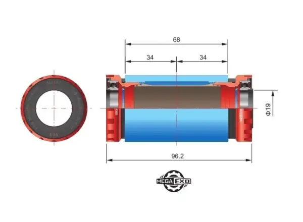 FSA MegaExo BB-1000 miski suportu MTB 19 mm