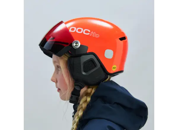 POC POCito Obex Visor dziecięcy kask narciarski Fluorescent Orange
