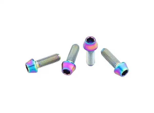 Wolf Tooth śruby na koszyk Titanium Oil Slick 4 sztuki