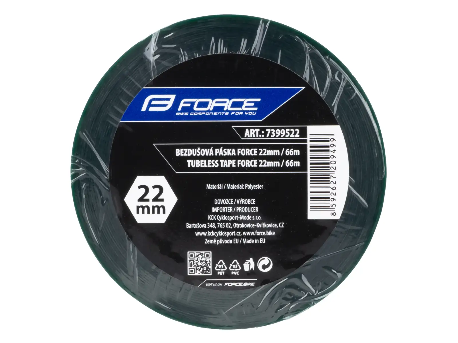 Force Tubeless taśma bezdętkowa 22 mm x 66 m zielona
