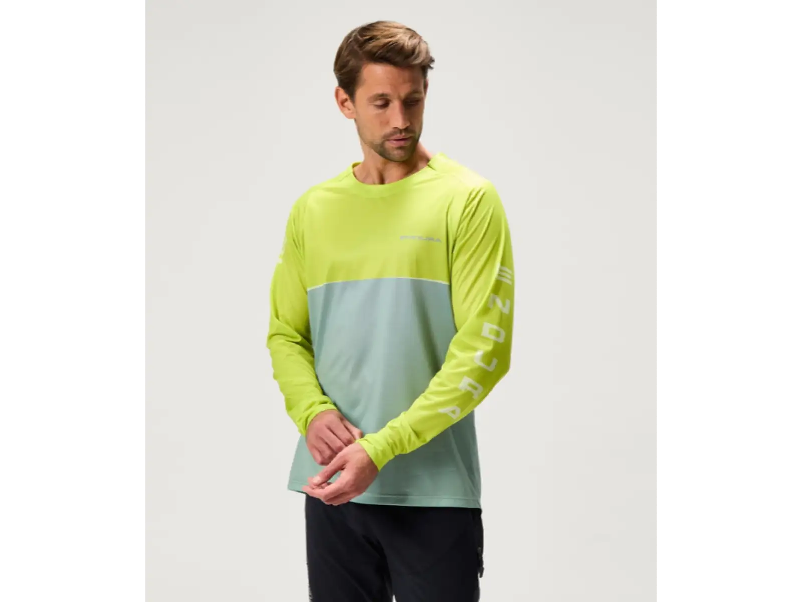 Endura Singletrack Core Printed Tee męska koszulka z długim rękawem Lime Green