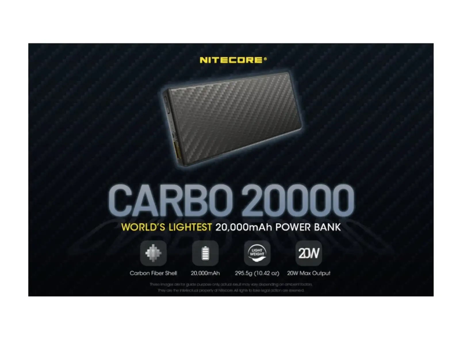 Nitecore wydajny Powerbank CARBO 20000, USB-C, 20000 mAh