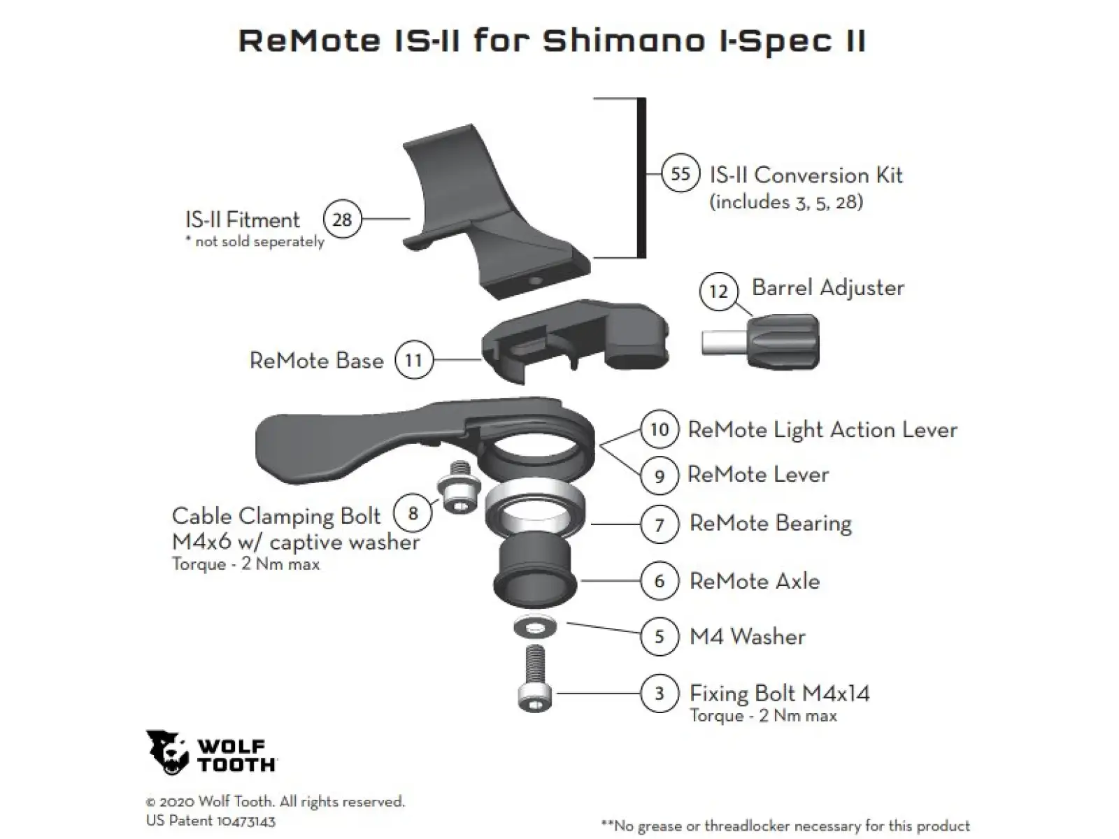 WOLF TOOTH REMOTE IS-II Conversion Kit część zamienna